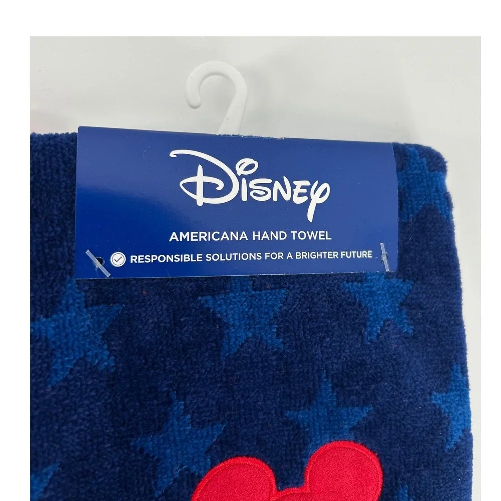 Disney Mickey Mouse Americana Hand Towel Set 2pc Red Blue Stars Patriotic New